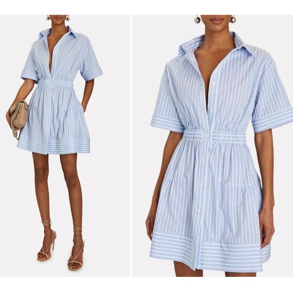 Lidaan Daniel Open-Back Cotton Poplin Stripe Mini Dress Size Small NEW Intermix